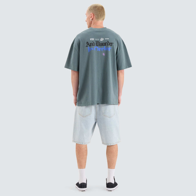 Thrills In Order Box Fit Oversized Tee Blue