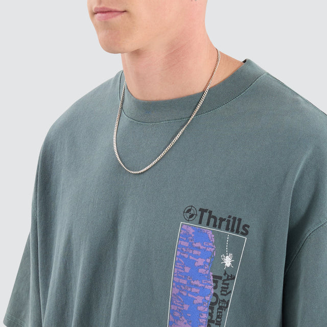 Thrills In Order Box Fit Oversized Tee Blue