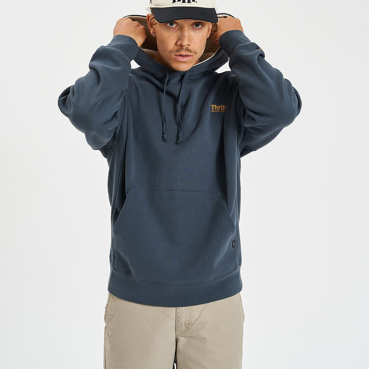 Thrills Union Slouch Pull On Hoodie Petrol Blue – Neverland Store