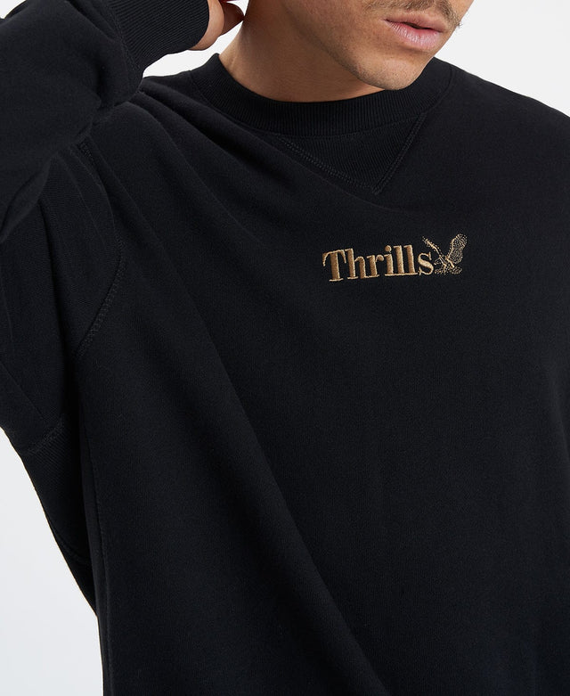 Thrills Thrills Workwear Embro Oversize Fit Crew Jumper Black