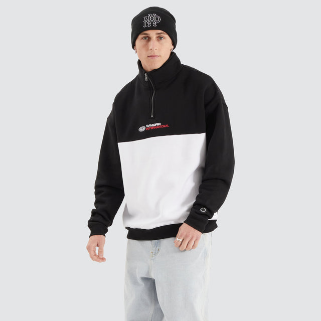 WNDRR Booster 1/4 Zip Sweat Black/ White