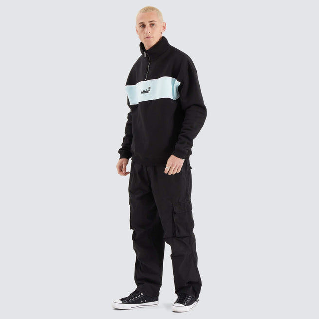 WNDRR Offcut 1/4 Zip Sweat Black/Blue