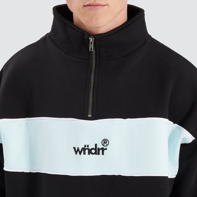 WNDRR Offcut 1/4 Zip Sweat Black/Blue