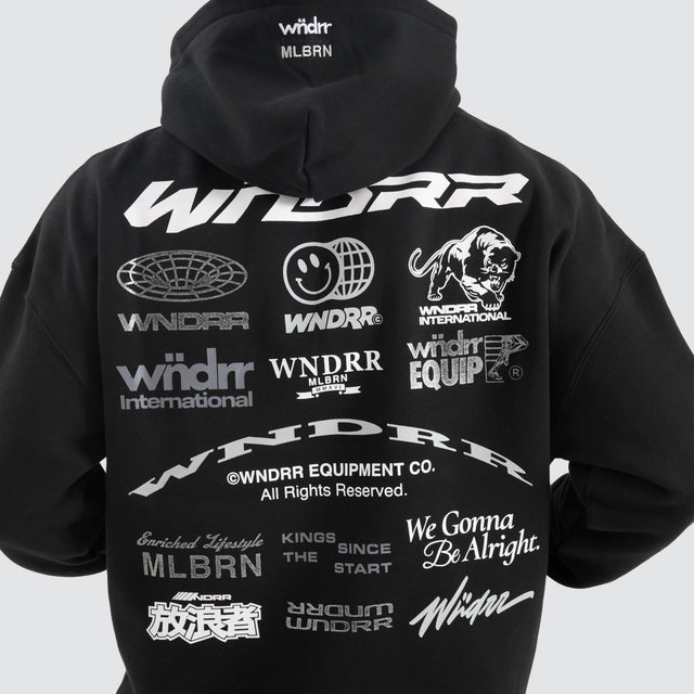 WNDRR Represent Hood Sweat Black