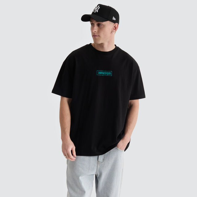 WNDRR Scrawl Box Fit Tee Black