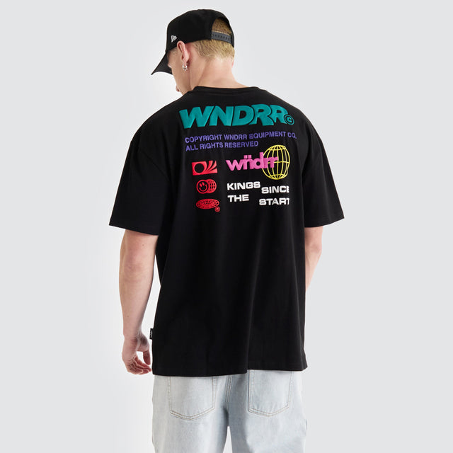 WNDRR Scrawl Box Fit Tee Black