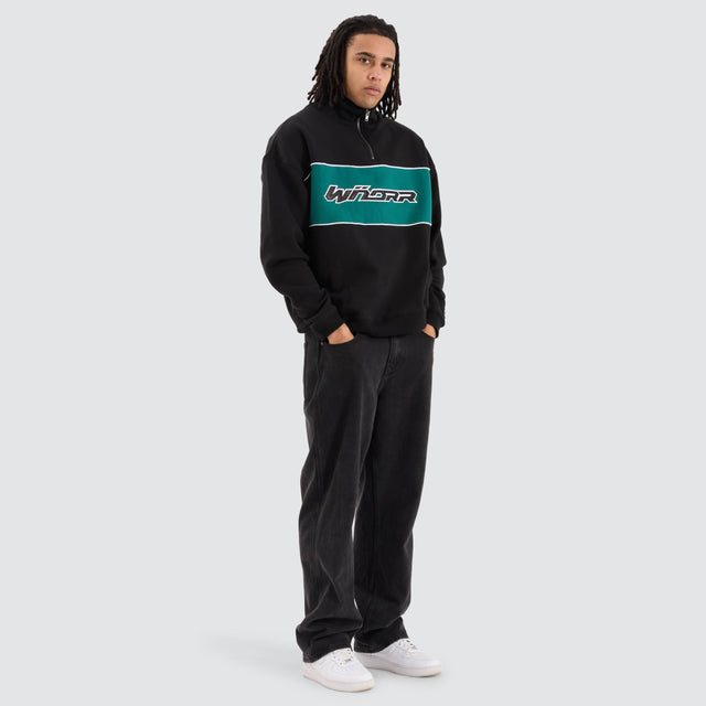 WNDRR Solitude 1/4 Zip Panel Sweat Black