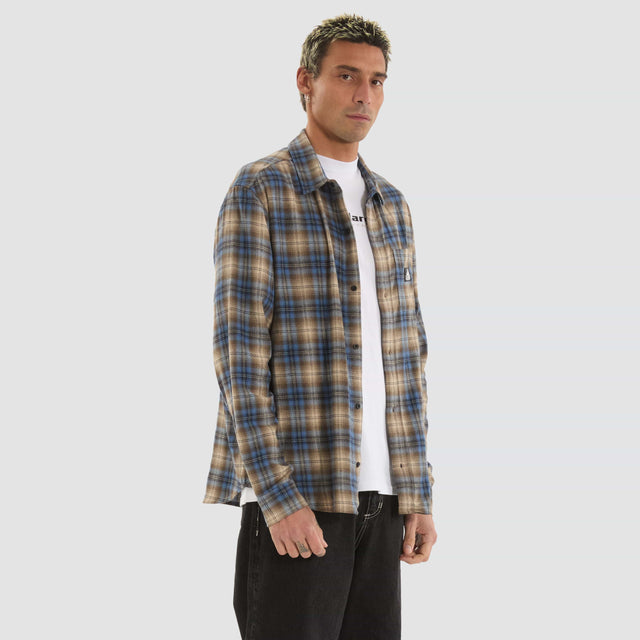 XLarge Liam Check Longsleeve Shirt Blue