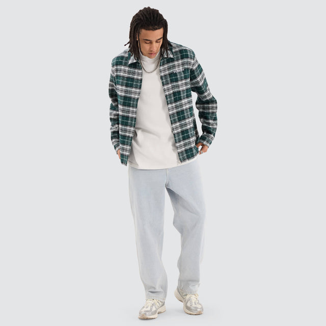 XLarge Old English Check Zip Shirt Green