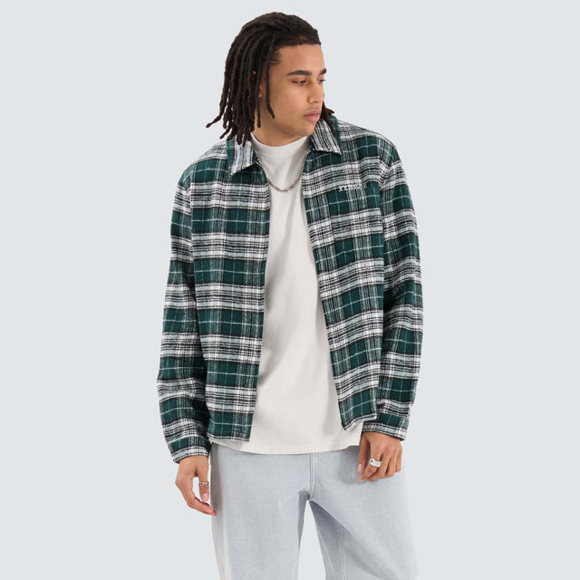 XLarge Old English Check Zip Shirt Green