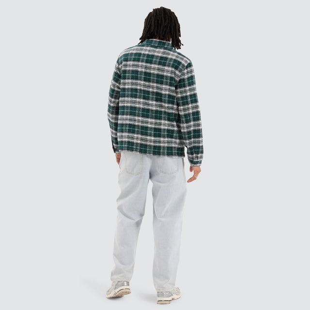 XLarge Old English Check Zip Shirt Green