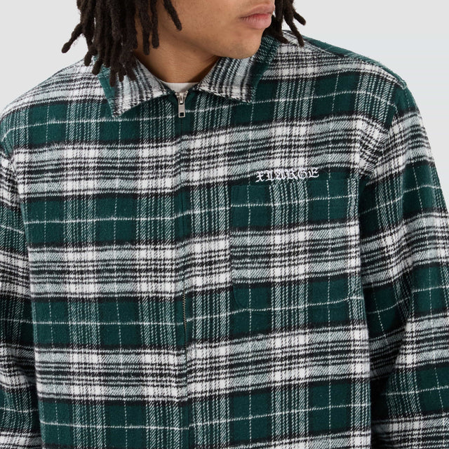 XLarge Old English Check Zip Shirt Green