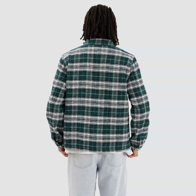 XLarge Old English Check Zip Shirt Green