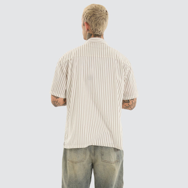 XLarge Square Stripe Shirt Coffee