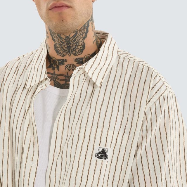 XLarge Square Stripe Shirt Coffee