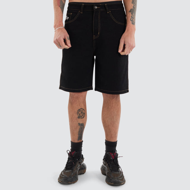 XLarge XL Dice Bull Denim Jort Shorts Raw Black