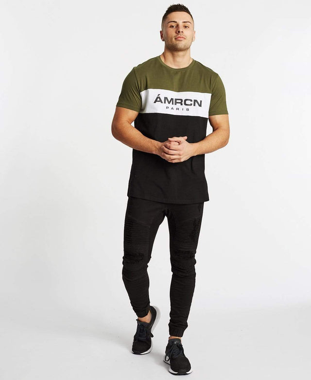 Americain Combinaison Dual Curved T-Shirt Green/White/Black