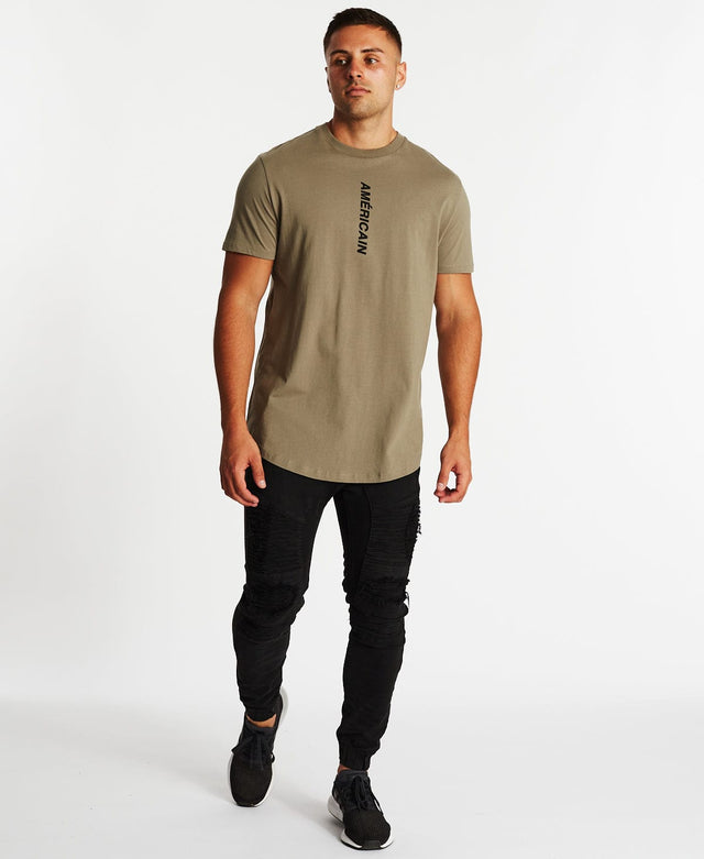 Americain Devoue Dual Curved T-Shirt Khaki