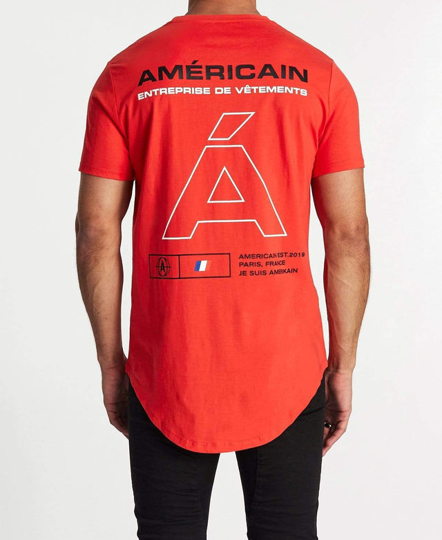 Americain Echauffer Dual Curved T-Shirt Red