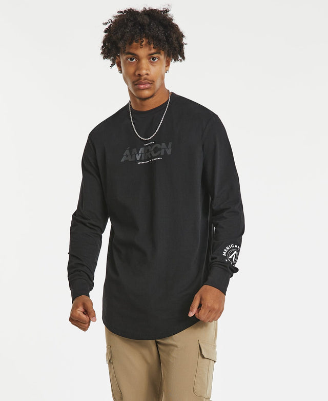 Americain Harlem Dual Curved Long Sleeve T-Shirt Jet Black