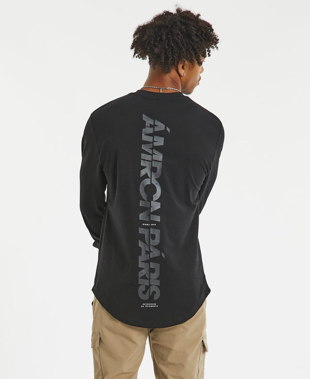 Americain Harlem Dual Curved Long Sleeve T-Shirt Jet Black