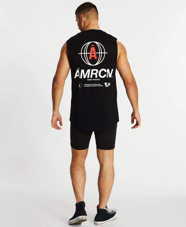 Americain Les Matins Scoop Back Muscle T-Shirt Jet Black