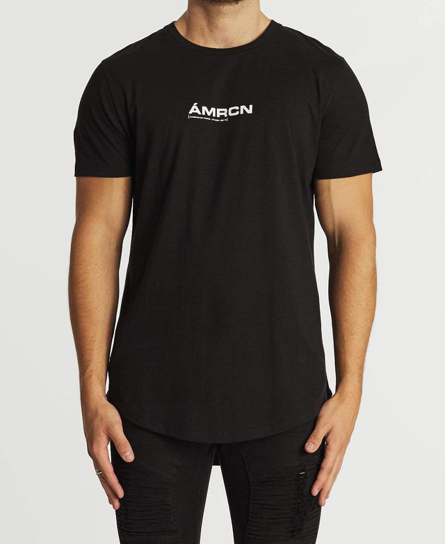 Americain Pollue Dual Curved T-Shirt Jet Black