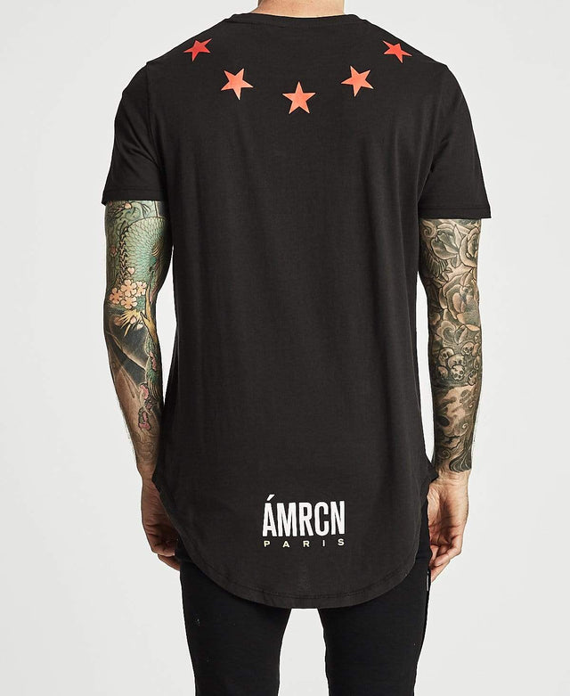Americain Regle Curved Hem T-Shirt Jet Black