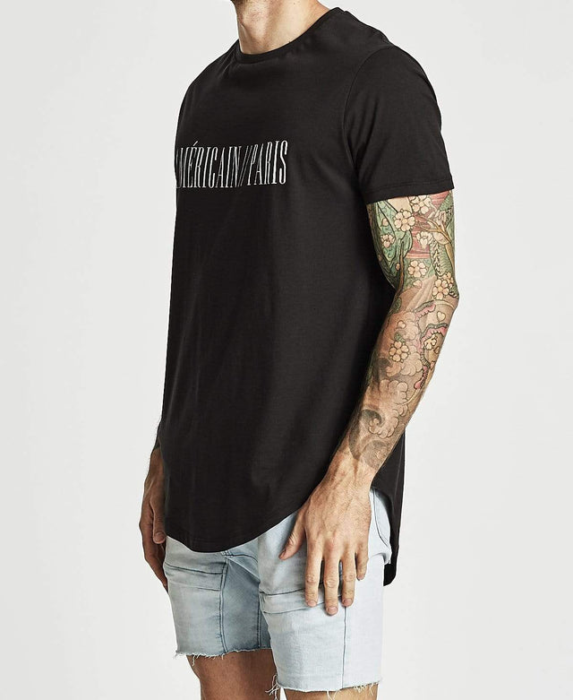 Americain Royaume Curved Hem T-Shirt Jet Black