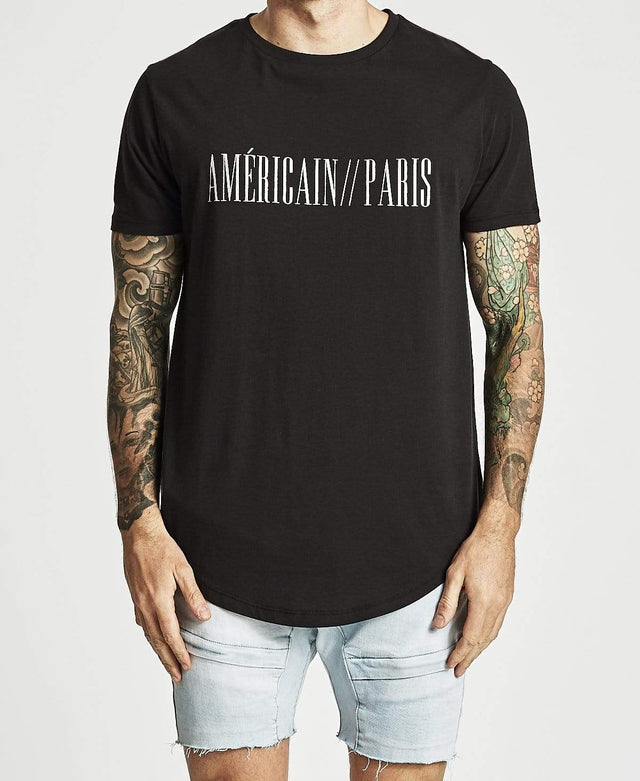 Americain Royaume Curved Hem T-Shirt Jet Black