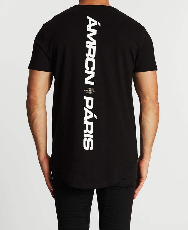 Americain Wanted Dual Curved T-Shirt Jet Black