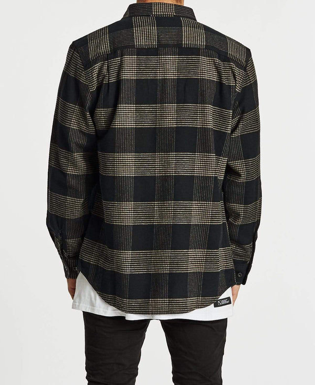 Brixton Bowery Long Sleeve Flannel Shirt Black Steel