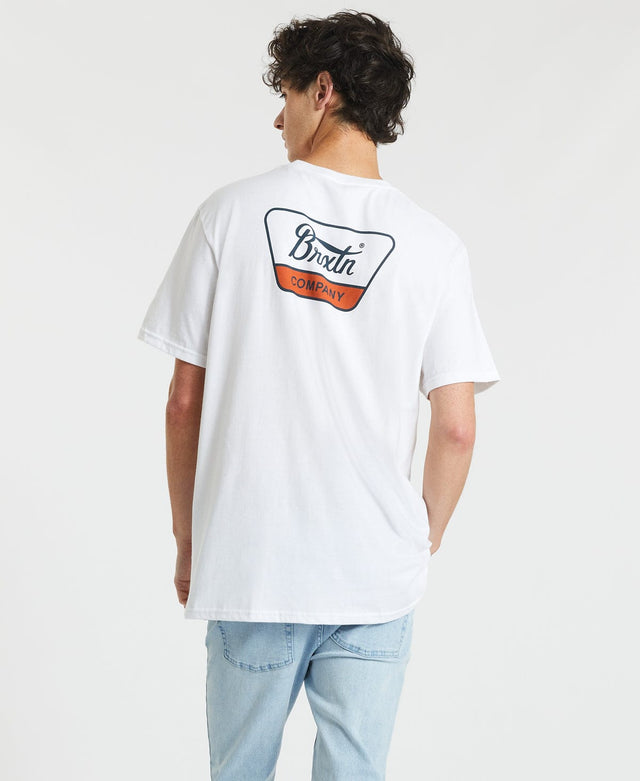 Brixton Linwood T-Shirt White/Moonlit Ocean/Burnt Orange