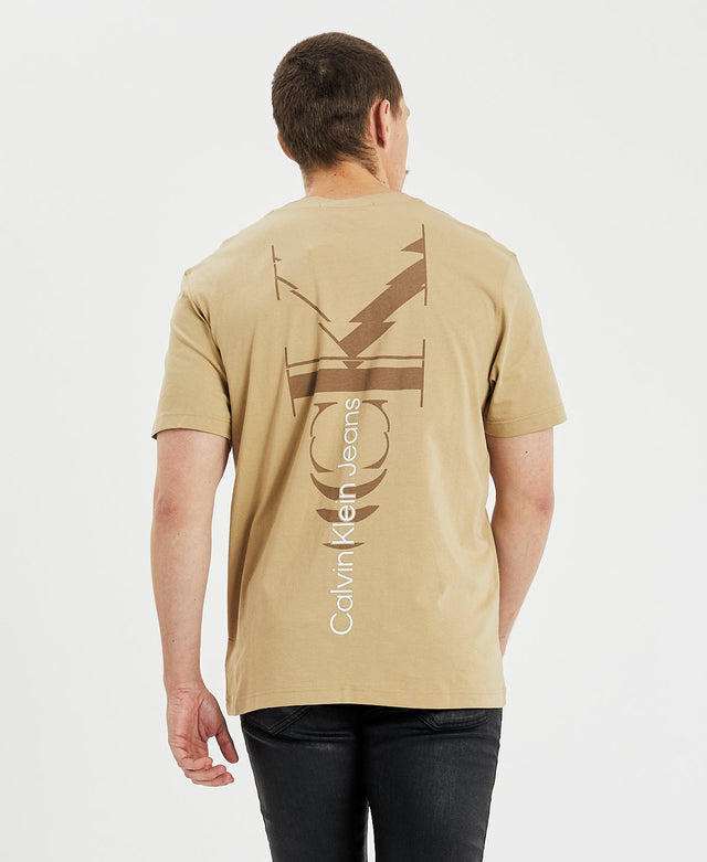 Calvin Klein Glitched Monologo Back T-Shirt Travertine Neutral