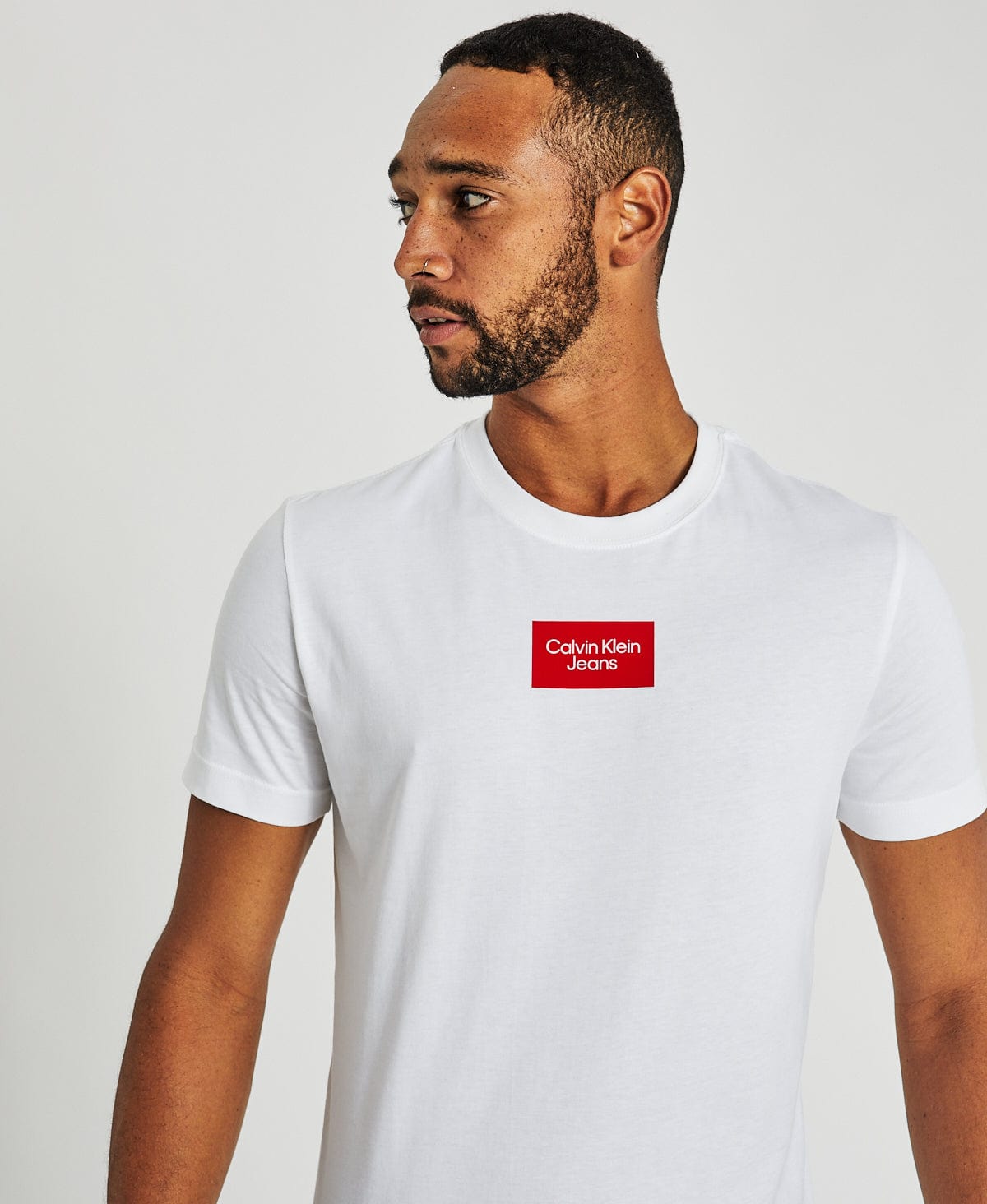 T-shirt Calvin Klein Jeans Small Center Box Tee Branco de Homem