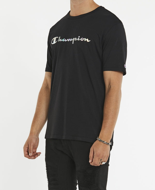 Champion Champion Foil Script T-Shirt Black