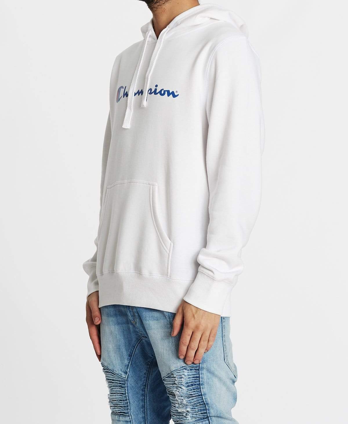 Champion script hoodie online white