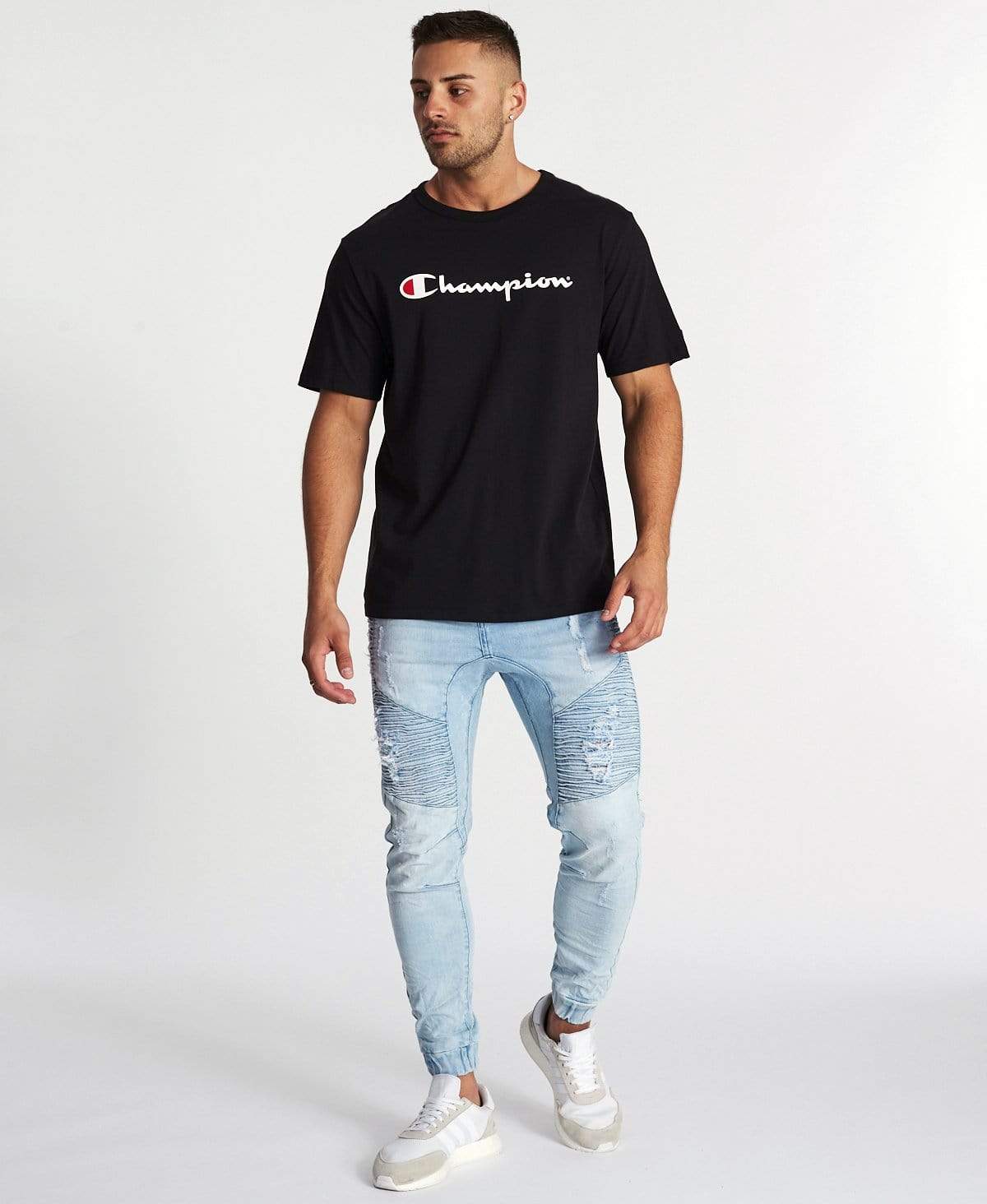 Champion script outlet tee black