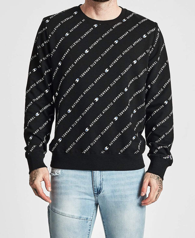 Champion Frech Terry All Over Print Crew Black