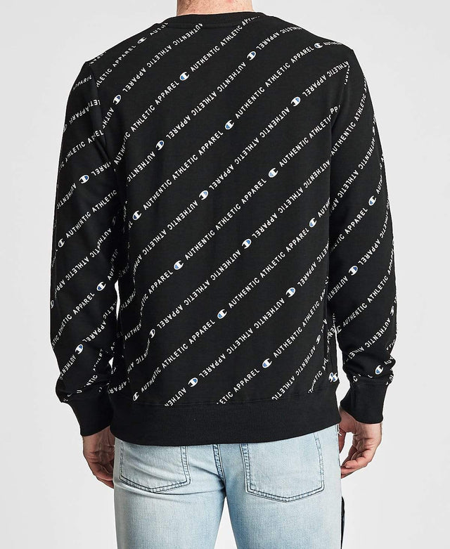 Champion Frech Terry All Over Print Crew Black