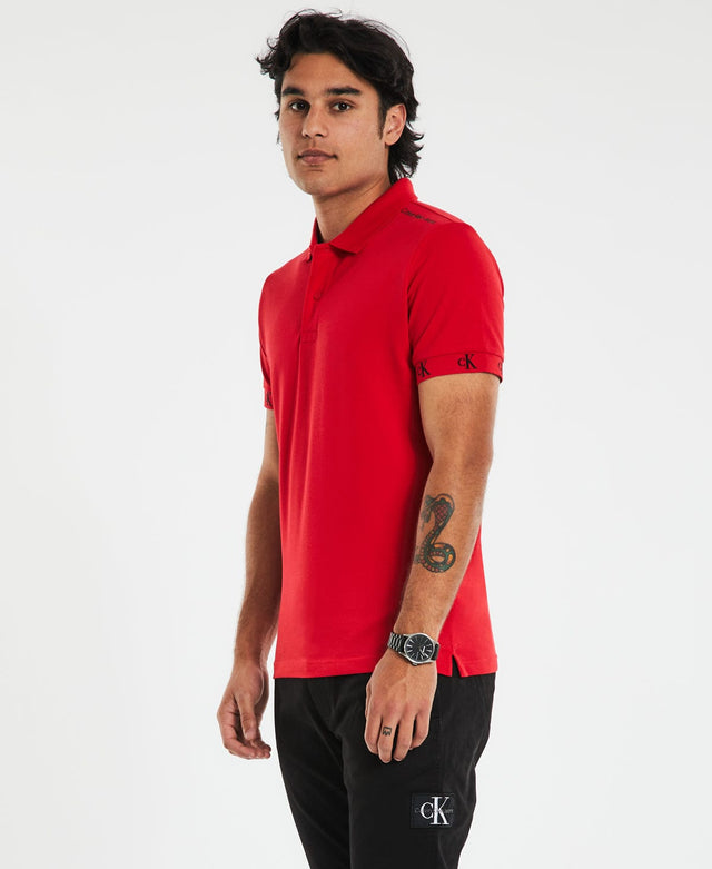 Ck jeans Logo Jacquard Polo Candy Apple Red