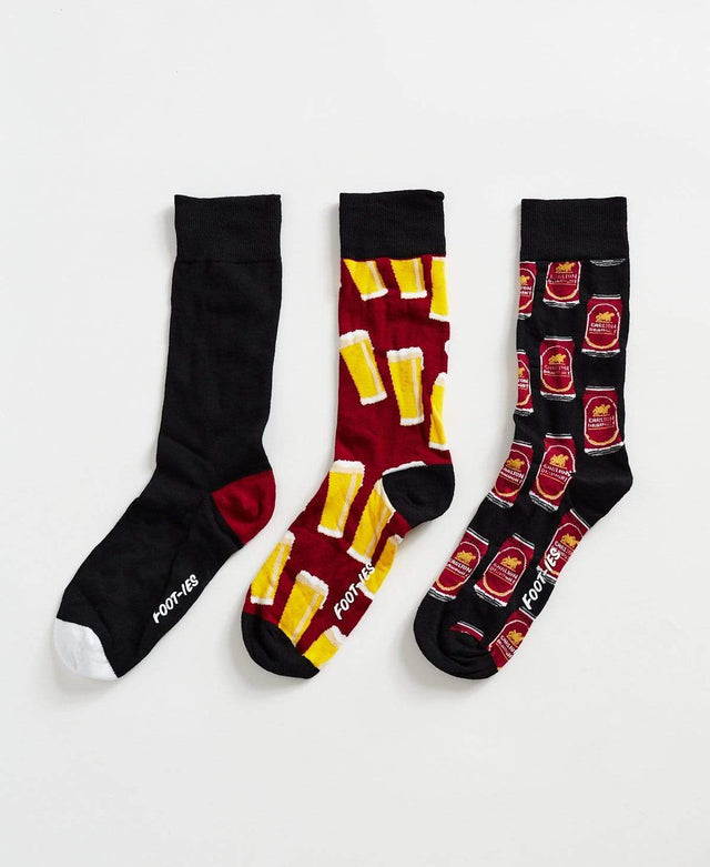 Footies Carlton Draught Gift Can 3 Pack Socks Multi Colour