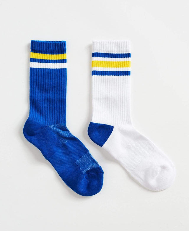 Footies Fosters Stripe 2 Pack Sneaker Socks White/Blue