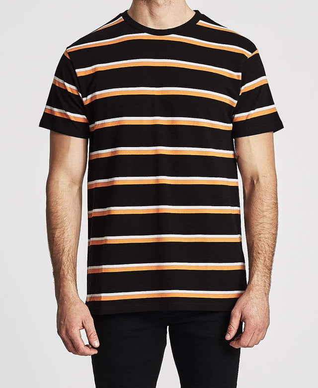 Huffer Sonoma Stripe T-Shirt Black/Orange