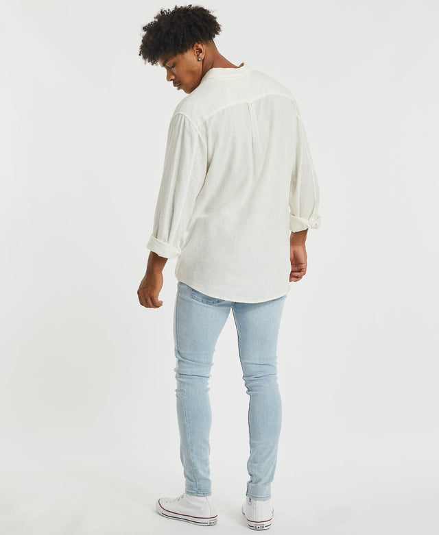 Inventory Newport Linen Long Sleeve Shirt Natural White