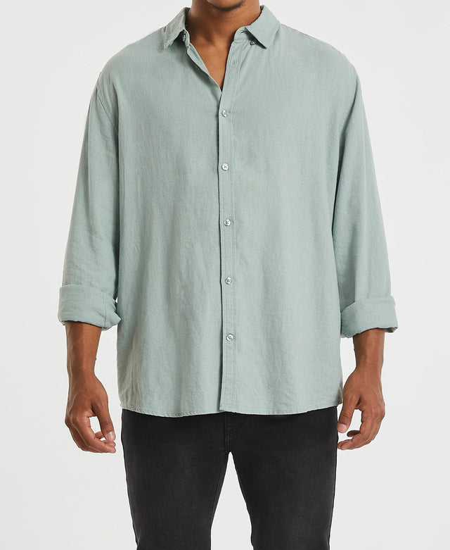 Inventory Newport Linen Long Sleeve Shirt Pigment Sage
