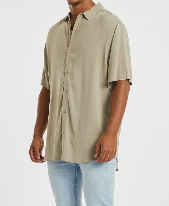 Inventory Oxford Relaxed Short Sleeve Shirt Sepia