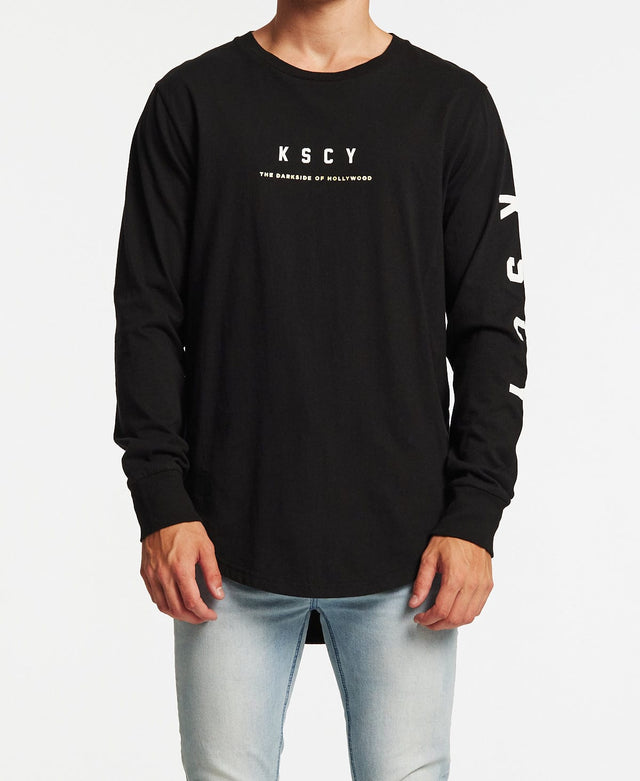 Kiss Chacey Against Dual Curved Long Sleeve T-Shirt Jet Black