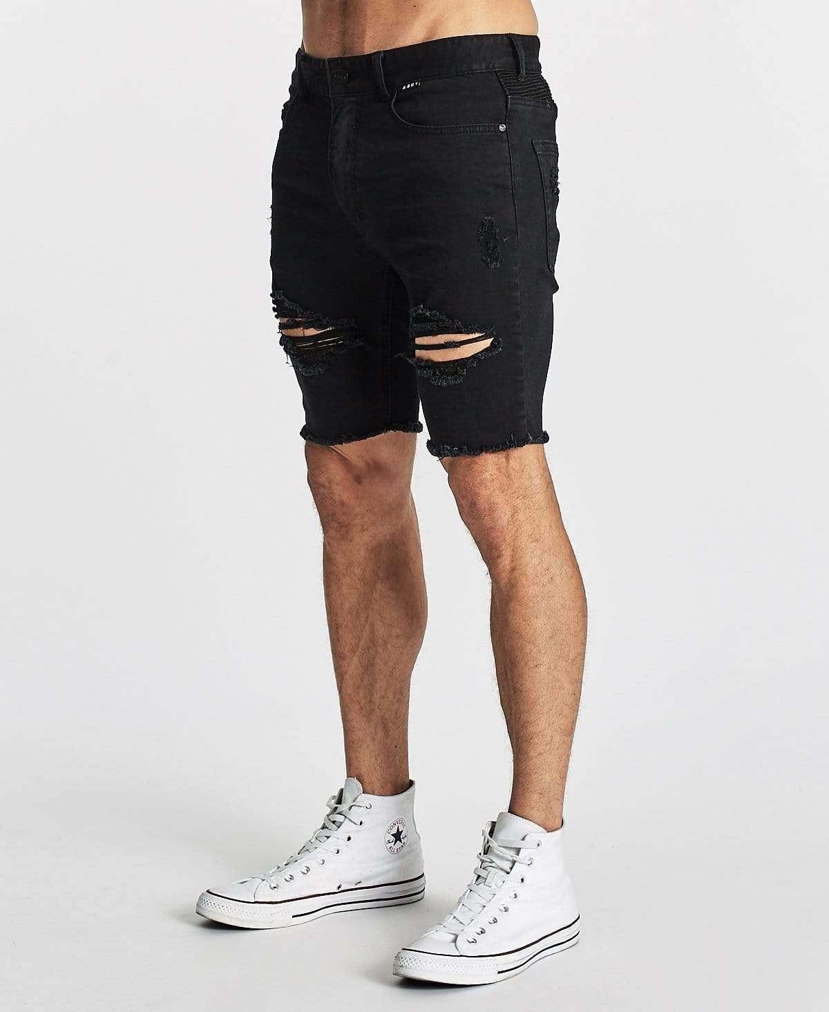 Black jean biker sales shorts