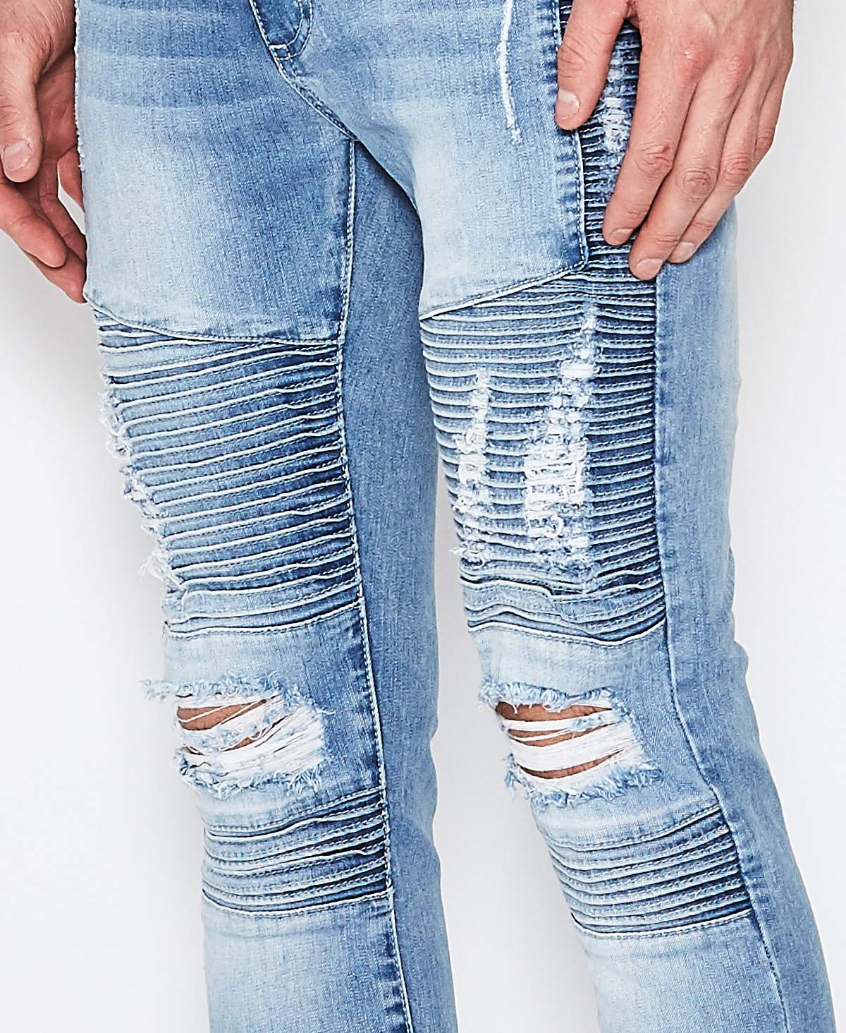 Light blue biker on sale jeans